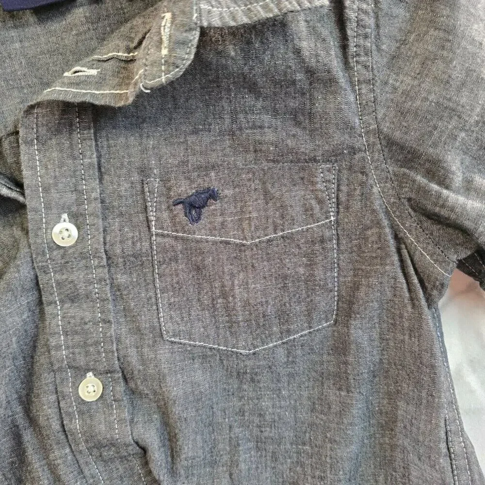 Wrangler Boys Gray Button-Up Shirt Size S (6/7)